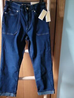 Michael Kors Womens Dark Navy Straight Ankle Jeans